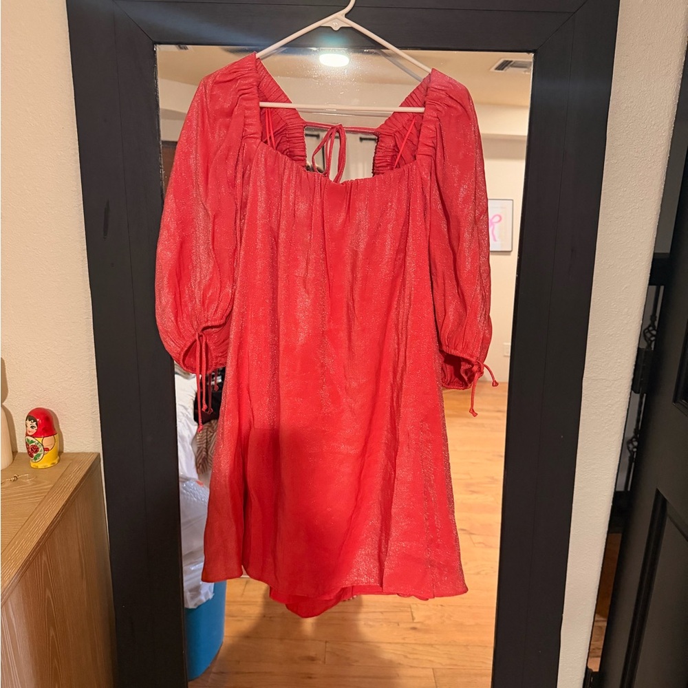 Pink Puff Sleeve Mini Dress